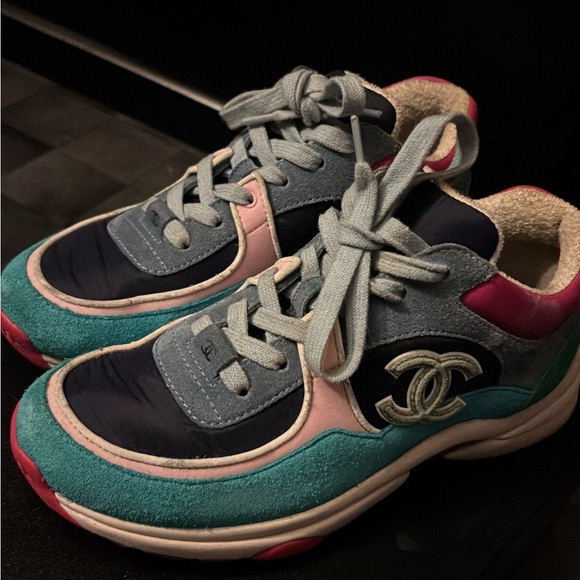 Chanel Sneakers in Blue, Pink, and Teal - Picture 1 of 8